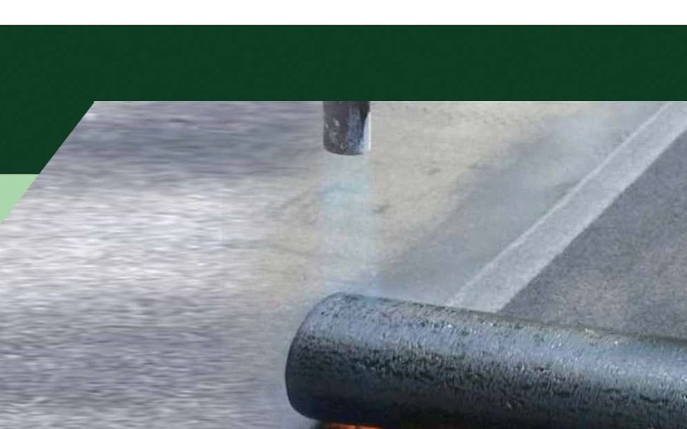Torch-applied waterproofing membrane on a rooftop